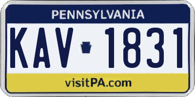 PA license plate KAV1831
