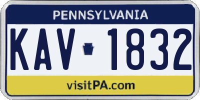 PA license plate KAV1832