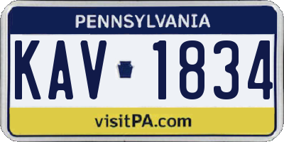PA license plate KAV1834