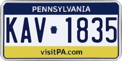 PA license plate KAV1835