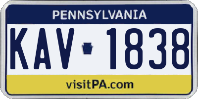 PA license plate KAV1838