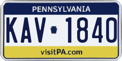 PA license plate KAV1840
