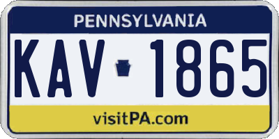 PA license plate KAV1865