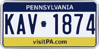 PA license plate KAV1874