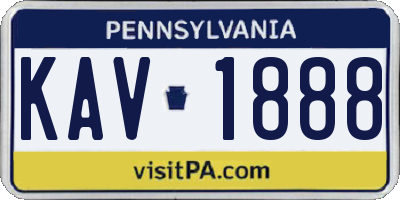 PA license plate KAV1888