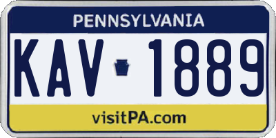 PA license plate KAV1889