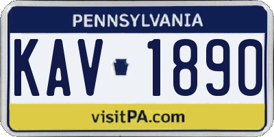 PA license plate KAV1890