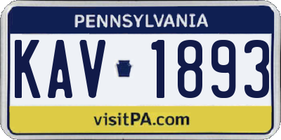 PA license plate KAV1893