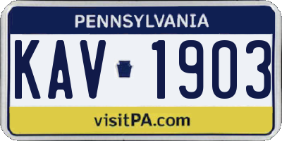 PA license plate KAV1903