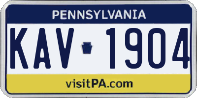 PA license plate KAV1904