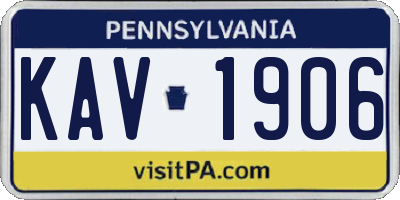 PA license plate KAV1906