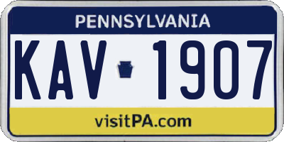 PA license plate KAV1907