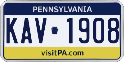 PA license plate KAV1908