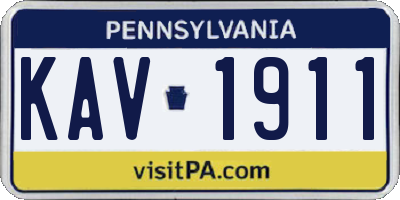 PA license plate KAV1911