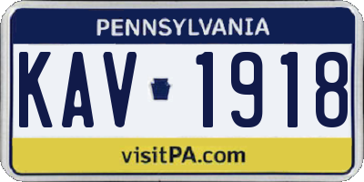 PA license plate KAV1918