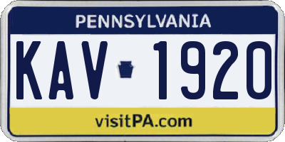 PA license plate KAV1920