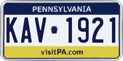 PA license plate KAV1921