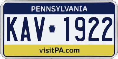 PA license plate KAV1922