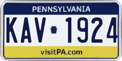PA license plate KAV1924