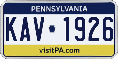 PA license plate KAV1926