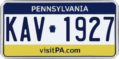 PA license plate KAV1927