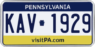 PA license plate KAV1929