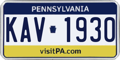 PA license plate KAV1930