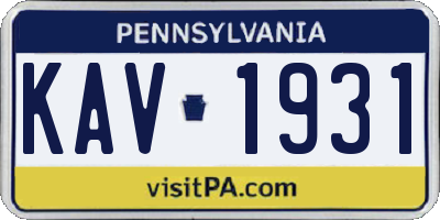 PA license plate KAV1931
