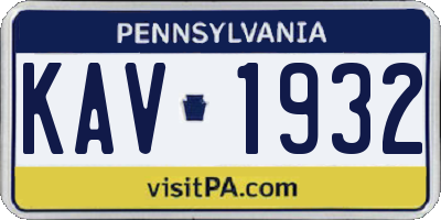 PA license plate KAV1932