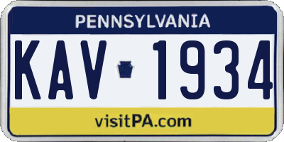 PA license plate KAV1934