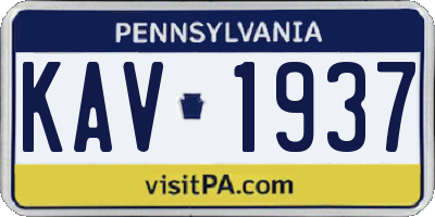 PA license plate KAV1937