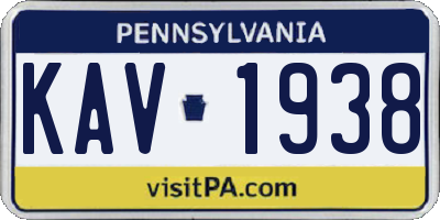 PA license plate KAV1938