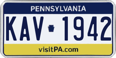 PA license plate KAV1942