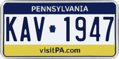 PA license plate KAV1947