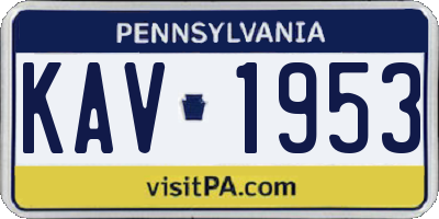 PA license plate KAV1953