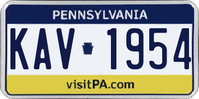 PA license plate KAV1954