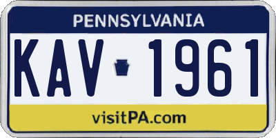 PA license plate KAV1961