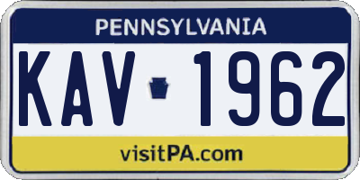 PA license plate KAV1962