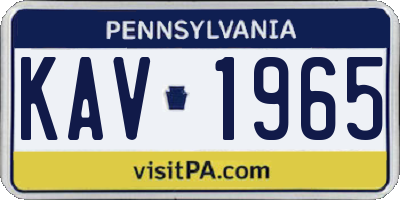 PA license plate KAV1965