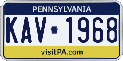 PA license plate KAV1968