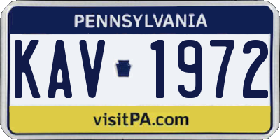 PA license plate KAV1972