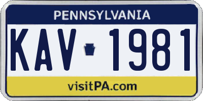 PA license plate KAV1981