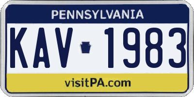 PA license plate KAV1983