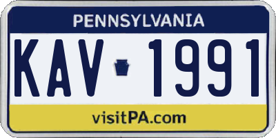 PA license plate KAV1991