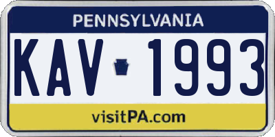 PA license plate KAV1993