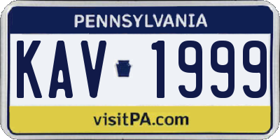 PA license plate KAV1999