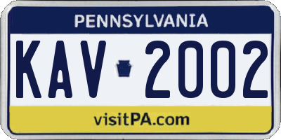 PA license plate KAV2002