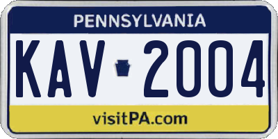 PA license plate KAV2004