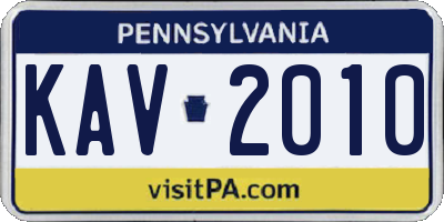 PA license plate KAV2010