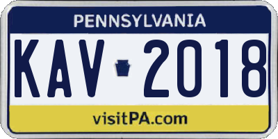PA license plate KAV2018